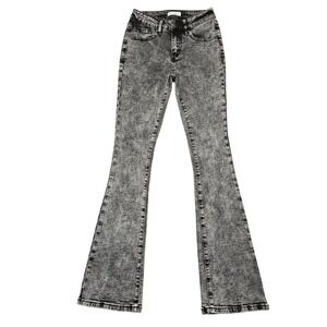 Fire & Rain Jeans Juniors 1 Gray Acid Wash Mid Rise Bootcut Stretch Denim Pants